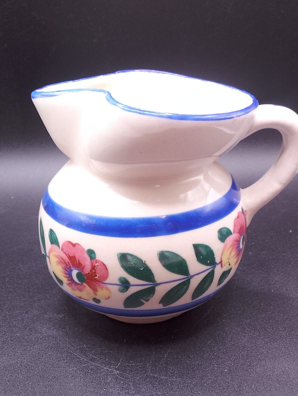 Czech Pottery Floral Painted Creamer/Pitcher